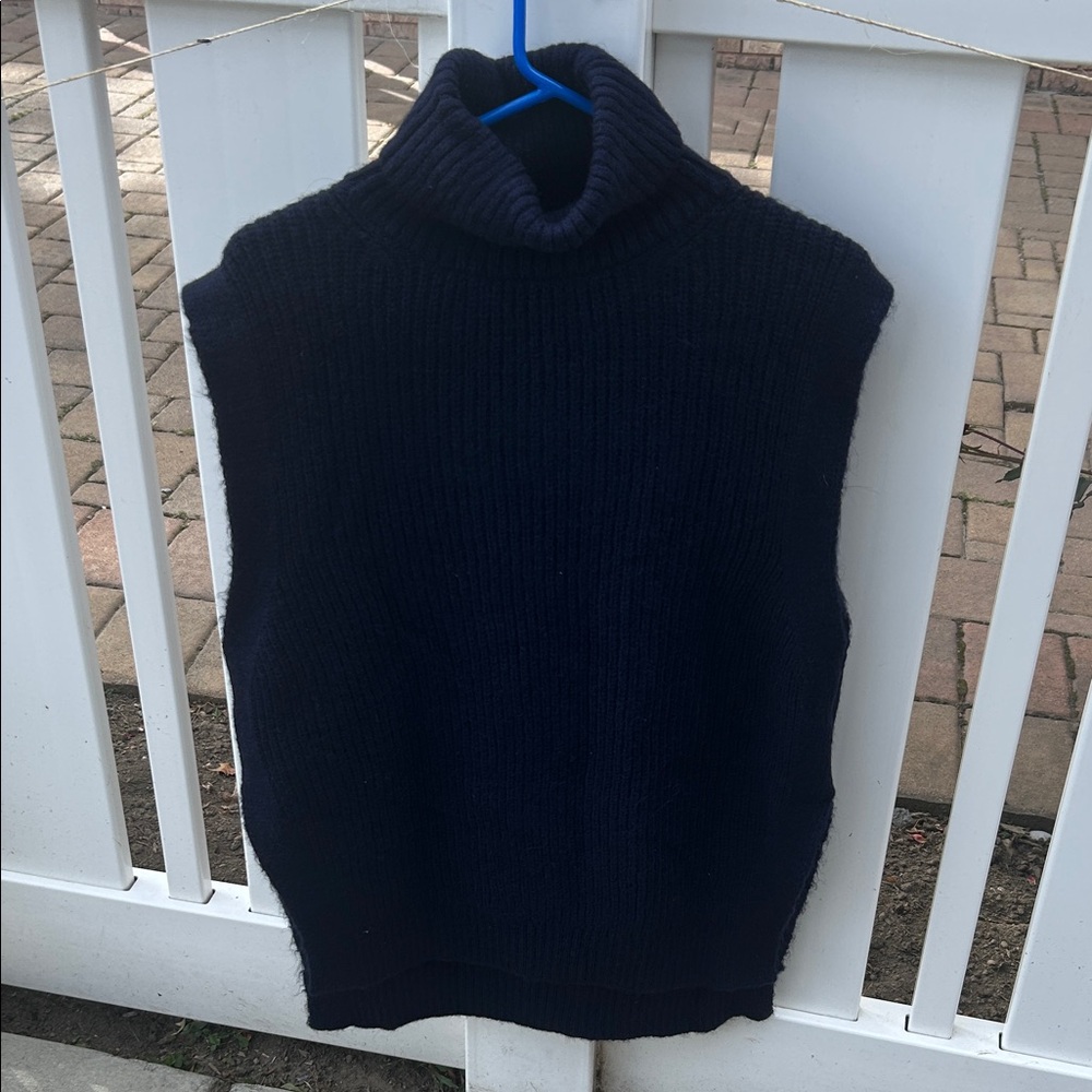 Mango Black WoolTurtleneck Sleeveless Sweater